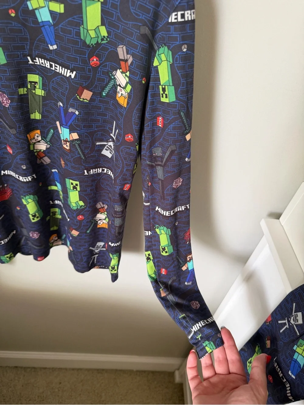 ClimateRight by Cuddl Duds Minecraft Boys Medium 2pc Long Sleeve Pajamas Blue
